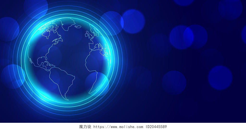 蓝色科技感科技地球科技线条世界地球日展板背景
